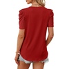 image:imageWIHOLL Summer Tops for Women Puff Sleeve Crewneck T Shirts Dressy Casual Blouses Spring Outfits Fashion ClothesRed