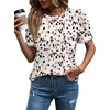 image:imageWIHOLL Summer Tops for Women Puff Sleeve Crewneck T Shirts Dressy Casual Blouses Spring Outfits Fashion ClothesWhite Floral