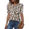 image:imageWIHOLL Summer Tops for Women Puff Sleeve Crewneck T Shirts Dressy Casual Blouses Spring Outfits Fashion ClothesZebrastriped