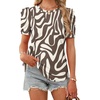 image:imageWIHOLL Summer Tops for Women Puff Sleeve Crewneck T Shirts Dressy Casual Blouses Spring Outfits Fashion ClothesZebrastriped