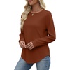 image:imageWIHOLL Sweatshirt for Women Crewneck Long Sleeve Shirts Curved Hem Lightweight Sweaters Fall Clothes 2025Caramel
