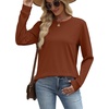 image:imageWIHOLL Sweatshirt for Women Crewneck Long Sleeve Shirts Curved Hem Lightweight Sweaters Fall Clothes 2025Caramel