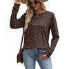 image:imageWIHOLL Sweatshirt for Women Crewneck Long Sleeve Shirts Curved Hem Lightweight Sweaters Fall Clothes 2025Classic Leopard