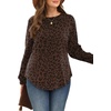 image:imageWIHOLL Sweatshirt for Women Crewneck Long Sleeve Shirts Curved Hem Lightweight Sweaters Fall Clothes 2025Classic Leopard