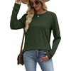 image:imageWIHOLL Sweatshirt for Women Crewneck Long Sleeve Shirts Curved Hem Lightweight Sweaters Fall Clothes 2025Green