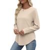 image:imageWIHOLL Sweatshirt for Women Crewneck Long Sleeve Shirts Curved Hem Lightweight Sweaters Fall Clothes 2025Khaki