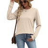 image:imageWIHOLL Sweatshirt for Women Crewneck Long Sleeve Shirts Curved Hem Lightweight Sweaters Fall Clothes 2025Khaki
