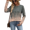 image:imageWIHOLL Sweatshirt for Women Crewneck Long Sleeve Shirts Curved Hem Lightweight Sweaters Fall Clothes 2025Pattern Brown