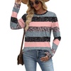 image:imageWIHOLL Sweatshirt for Women Crewneck Long Sleeve Shirts Curved Hem Lightweight Sweaters Fall Clothes 2025Pattern Striped