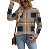 image:imageWIHOLL Sweatshirt for Women Crewneck Long Sleeve Shirts Curved Hem Lightweight Sweaters Fall Clothes 2025Plaid Coffee