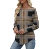 image:imageWIHOLL Sweatshirt for Women Crewneck Long Sleeve Shirts Curved Hem Lightweight Sweaters Fall Clothes 2025Plaid Coffee