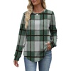 image:imageWIHOLL Sweatshirt for Women Crewneck Long Sleeve Shirts Curved Hem Lightweight Sweaters Fall Clothes 2025Plaid Green