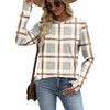 image:imageWIHOLL Sweatshirt for Women Crewneck Long Sleeve Shirts Curved Hem Lightweight Sweaters Fall Clothes 2025Plaid Khaki