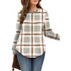 image:imageWIHOLL Sweatshirt for Women Crewneck Long Sleeve Shirts Curved Hem Lightweight Sweaters Fall Clothes 2025Plaid Khaki