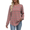 image:imageWIHOLL Sweatshirt for Women Crewneck Long Sleeve Shirts Curved Hem Lightweight Sweaters Fall Clothes 2025Plaid Pink