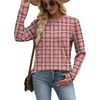 image:imageWIHOLL Sweatshirt for Women Crewneck Long Sleeve Shirts Curved Hem Lightweight Sweaters Fall Clothes 2025Plaid Pink