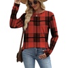 image:imageWIHOLL Sweatshirt for Women Crewneck Long Sleeve Shirts Curved Hem Lightweight Sweaters Fall Clothes 2025Plaid Red