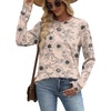image:imageWIHOLL Sweatshirt for Women Crewneck Long Sleeve Shirts Curved Hem Lightweight Sweaters Fall Clothes 2025Print Beigie