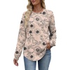 image:imageWIHOLL Sweatshirt for Women Crewneck Long Sleeve Shirts Curved Hem Lightweight Sweaters Fall Clothes 2025Print Beigie