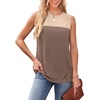 image:imageWIHOLL Tank Top for Women Casual Knitted Summer Sleeveless Tops Crewneck Spring Color Block Shirts Fashion 2025Mud Brown
