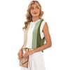 image:imageWIHOLL Tank Tops for Women Summer Lightweight Sweater Fashion Clothing Crew Neck T Shirts Cap Sleeve Business Casual Outfit0green Stripes
