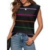 image:imageWIHOLL Tank Tops for Women Summer Lightweight Sweater Fashion Clothing Crew Neck T Shirts Cap Sleeve Business Casual Outfit2black Rainbow