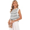 image:imageWIHOLL Tank Tops for Women Summer Lightweight Sweater Fashion Clothing Crew Neck T Shirts Cap Sleeve Business Casual OutfitBlack White Stripes