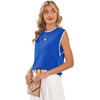 image:imageWIHOLL Tank Tops for Women Summer Lightweight Sweater Fashion Clothing Crew Neck T Shirts Cap Sleeve Business Casual OutfitBlue