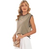 image:imageWIHOLL Tank Tops for Women Summer Lightweight Sweater Fashion Clothing Crew Neck T Shirts Cap Sleeve Business Casual OutfitBrown