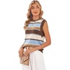 image:imageWIHOLL Tank Tops for Women Summer Lightweight Sweater Fashion Clothing Crew Neck T Shirts Cap Sleeve Business Casual OutfitBrown Blue Stripes