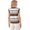 image:imageWIHOLL Tank Tops for Women Summer Lightweight Sweater Fashion Clothing Crew Neck T Shirts Cap Sleeve Business Casual OutfitBrown Blue Stripes