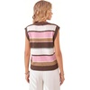 image:imageWIHOLL Tank Tops for Women Summer Lightweight Sweater Fashion Clothing Crew Neck T Shirts Cap Sleeve Business Casual OutfitBrown Pink Stripes