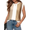 image:imageWIHOLL Tank Tops for Women Summer Lightweight Sweater Fashion Clothing Crew Neck T Shirts Cap Sleeve Business Casual OutfitBrown Stripes