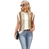 image:imageWIHOLL Tank Tops for Women Summer Lightweight Sweater Fashion Clothing Crew Neck T Shirts Cap Sleeve Business Casual OutfitBrown Stripes