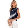 image:imageWIHOLL Tank Tops for Women Summer Lightweight Sweater Fashion Clothing Crew Neck T Shirts Cap Sleeve Business Casual OutfitNavy White Stripes