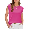 image:imageWIHOLL Tank Tops for Women Summer Lightweight Sweater Fashion Clothing Crew Neck T Shirts Cap Sleeve Business Casual OutfitPink