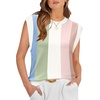 image:imageWIHOLL Tank Tops for Women Summer Lightweight Sweater Fashion Clothing Crew Neck T Shirts Cap Sleeve Business Casual OutfitPink Stripes