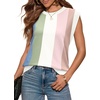 image:imageWIHOLL Tank Tops for Women Summer Lightweight Sweater Fashion Clothing Crew Neck T Shirts Cap Sleeve Business Casual OutfitPink Stripes