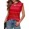 image:imageWIHOLL Tank Tops for Women Summer Lightweight Sweater Fashion Clothing Crew Neck T Shirts Cap Sleeve Business Casual OutfitRed Rainbow