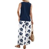 image:imageWIHOLL Two Piece Sets for Women Summer Spring Outfits Tank Square Neck Sleeveless Travel Vacation Lounge Wide Leg Pants SetBlue Floral Print
