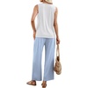 image:imageWIHOLL Two Piece Sets for Women Summer Spring Outfits Tank Square Neck Sleeveless Travel Vacation Lounge Wide Leg Pants SetBlue Vertical Stripes