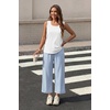 image:imageWIHOLL Two Piece Sets for Women Summer Spring Outfits Tank Square Neck Sleeveless Travel Vacation Lounge Wide Leg Pants SetBlue Vertical Stripes