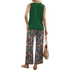 image:imageWIHOLL Two Piece Sets for Women Summer Spring Outfits Tank Square Neck Sleeveless Travel Vacation Lounge Wide Leg Pants SetFloral Print