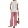 image:imageWIHOLL Two Piece Sets for Women Summer Spring Outfits Tank Square Neck Sleeveless Travel Vacation Lounge Wide Leg Pants SetPink Checkered