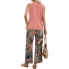 image:imageWIHOLL Two Piece Sets for Women Summer Spring Outfits Tank Square Neck Sleeveless Travel Vacation Lounge Wide Leg Pants SetPink Tropical Hawaii