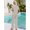 image:imageWIHOLL Two Piece Sets for Women Summer Spring Outfits Travel Cruise Resort Wear 2026 Beach Vacation Palazzo Pants SetBeige Black
