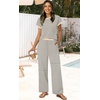 image:imageWIHOLL Two Piece Sets for Women Summer Spring Outfits Travel Cruise Resort Wear 2026 Beach Vacation Palazzo Pants SetBeige Black