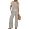 image:imageWIHOLL Two Piece Sets for Women Summer Spring Outfits Travel Cruise Resort Wear 2026 Beach Vacation Palazzo Pants SetBeige Black