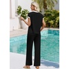 image:imageWIHOLL Two Piece Sets for Women Summer Spring Outfits Travel Cruise Resort Wear 2026 Beach Vacation Palazzo Pants SetBlack