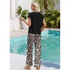 image:imageWIHOLL Two Piece Sets for Women Summer Spring Outfits Travel Cruise Resort Wear 2026 Beach Vacation Palazzo Pants SetBlack Leopard